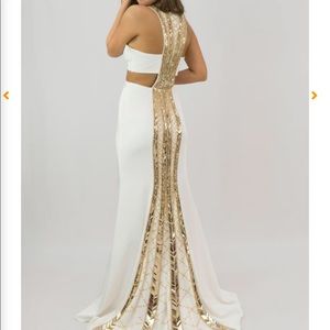 Alyce Paris White/Gold Prom Dress